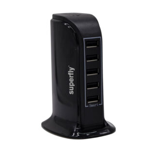 Superfly 5 Port Smart Charging Tower Black